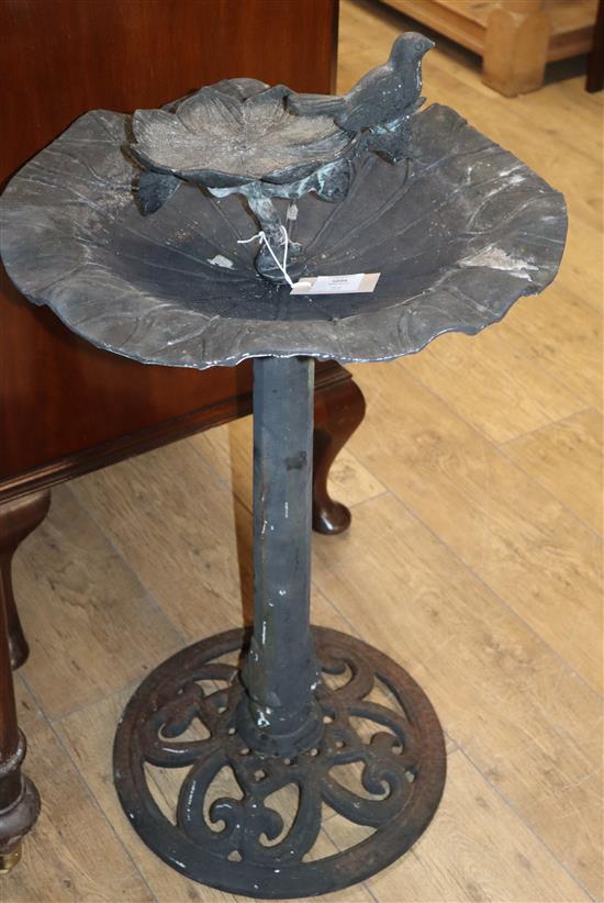 A cast metal garden bird bath H.80cm